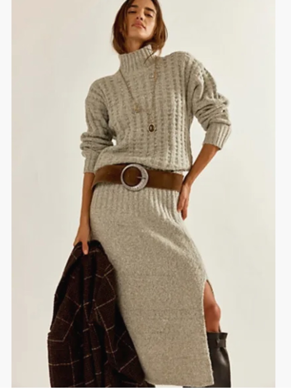 Way Back Home Midi Skirt Set 2 pc (belt sold separately)